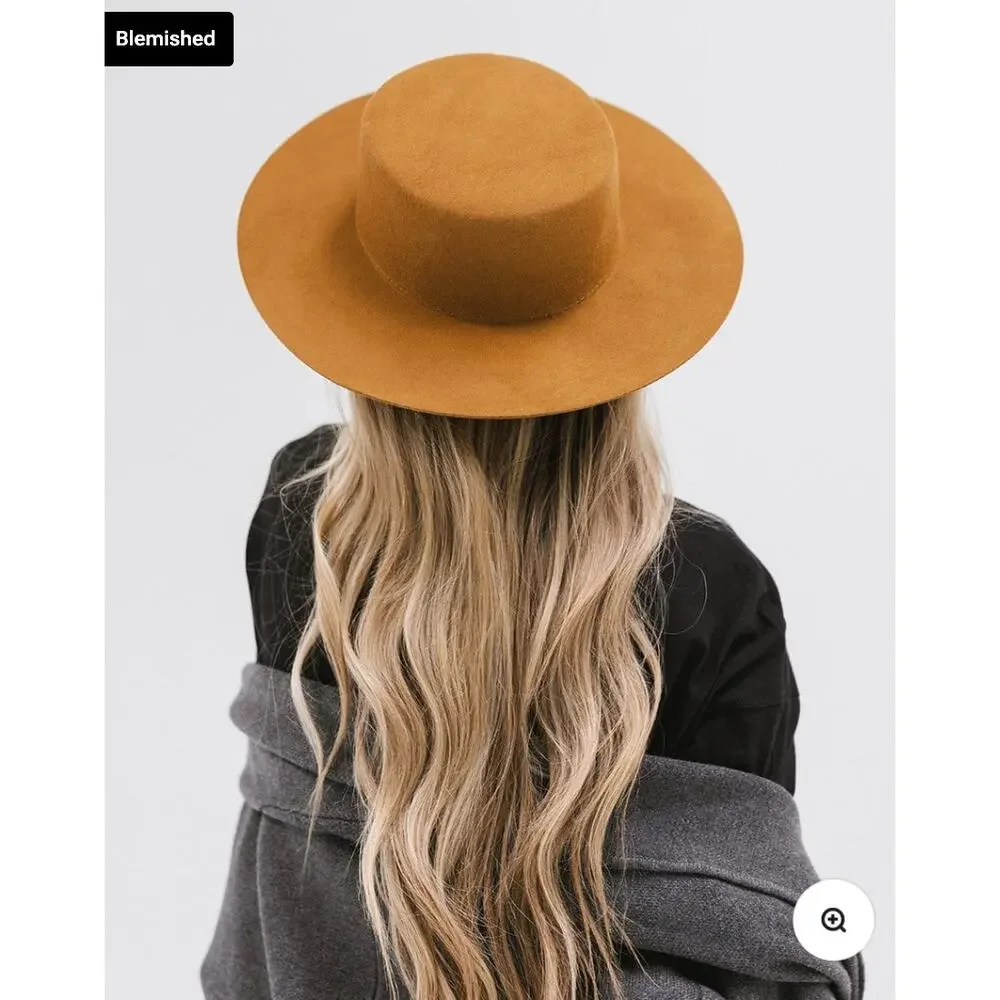 Gigi Pip Hat 57 S/M Dahlia Boater Hat Brown Australian Wool Western Rancher